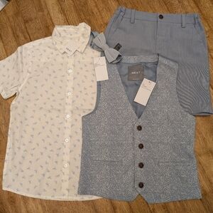 NWT! Kids' Next Brand Button-up Shirt, Vest, Bow Tie & Pants Set